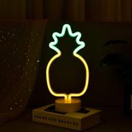 🍍 pineapple shaped neon light - vibrant green led with stand base: perfect decor for aesthetic indie room, kids bedroom, patio, party, and more! логотип