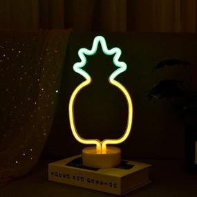 img 4 attached to 🍍 Pineapple Shaped Neon Light - Vibrant Green LED with Stand Base: Perfect Decor for Aesthetic Indie Room, Kids Bedroom, Patio, Party, and More!