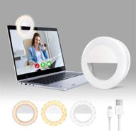 efficient clip-on selfie ring light: long battery life for video conferences, selfies, photography & more - white/yellow brightness, ideal for laptops & phones logo