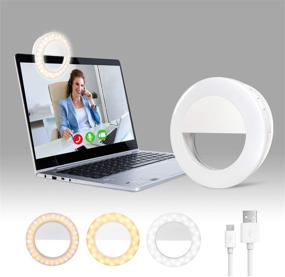 img 4 attached to Efficient Clip-On Selfie Ring Light: Long Battery Life for Video Conferences, Selfies, Photography & More - White/Yellow Brightness, Ideal for Laptops & Phones