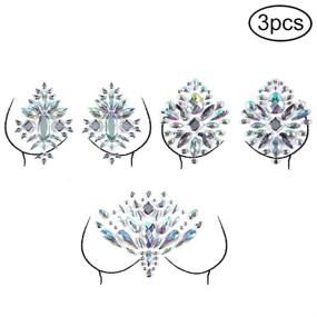 img 2 attached to 💎 Qingsi 3-Piece Mardi Gras Crystal Nipple Sticker: Stunning Temporary Rhinestone Body Jewelry for Body Decoration