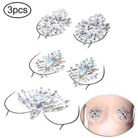 img 3 attached to 💎 Qingsi 3-Piece Mardi Gras Crystal Nipple Sticker: Stunning Temporary Rhinestone Body Jewelry for Body Decoration