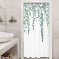 🌿 riyidecor walkin small stall shower curtain: 36wx72h inch waterproof eucalyptus plants bathroom decor set with green leaves design, 7-pack plastic hooks included - co-dc1v logo