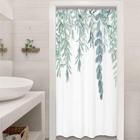 img 4 attached to 🌿 Riyidecor Walkin Small Stall Shower Curtain: 36Wx72H Inch Waterproof Eucalyptus Plants Bathroom Decor Set with Green Leaves Design, 7-Pack Plastic Hooks Included - CO-DC1V