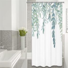 img 3 attached to 🌿 Riyidecor Walkin Small Stall Shower Curtain: 36Wx72H Inch Waterproof Eucalyptus Plants Bathroom Decor Set with Green Leaves Design, 7-Pack Plastic Hooks Included - CO-DC1V