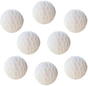 img 3 attached to 🎉 Pack of 8, 10-inch Decorative Paper Honeycomb Balls - Ideal Tissue Pom Poms for Birthday, Wedding, Baby Shower, Nursery & Home Décor - Hanging Honeycomb Flower Balls (10inch, White)