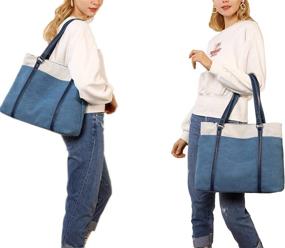 img 3 attached to 👜 VOGUZY Canvas Laptop Tote Bag for Women - Stylish Handbag Purse for Work