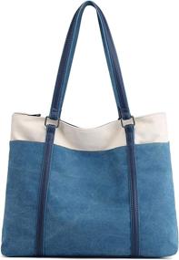 img 4 attached to 👜 VOGUZY Canvas Laptop Tote Bag for Women - Stylish Handbag Purse for Work