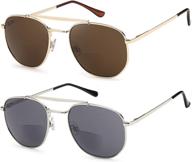 🕶️ uv400 protected bifocal aviator sun readers, 2.0 reading sunglasses for women and men logo