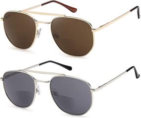 img 4 attached to 🕶️ UV400 Protected Bifocal Aviator Sun Readers, 2.0 Reading Sunglasses for Women and Men