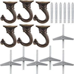 img 2 attached to 6 Pieces Ceiling Hooks Heavy Duty Swag Hook Hanging Plants Chandeliers Wind Chimes Ornament Hooks For Home Office Kitchen (Bronze