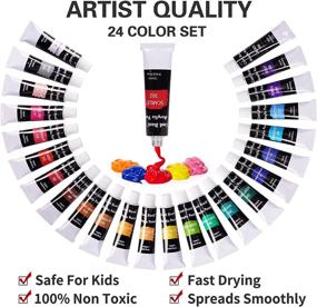 img 2 attached to 🎨 48 Piece Professional Acrylic Paint Set with 24 Vibrant Colors, 16 Art Brushes, Paint Knife, Sponge, and 3 8" x 10" Canvas – Complete Painting Supplies for Artists