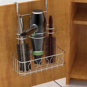 img 1 attached to 💇 Sleek Chrome Organizer for Hair Dryer & Styling Tools: SimpleHouseware Cabinet Door/Wall Mount Storage Solution