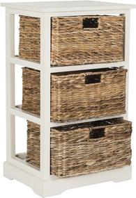 img 1 attached to Safavieh American Homes Collection Halle Distressed Black Side Table with 3 Wicker Baskets for Storage