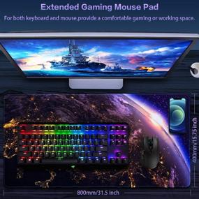 img 3 attached to 🖱️ Коврик для мыши Canjoy XXL Large, расширенный коврик для клавиатуры и мыши на компьютере с антискользящим основанием и пошитыми краями для домашнего офиса, игр и работы, 31.5x15.7x0.12 дюйма, золотой.