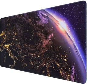 img 4 attached to 🖱️ Коврик для мыши Canjoy XXL Large, расширенный коврик для клавиатуры и мыши на компьютере с антискользящим основанием и пошитыми краями для домашнего офиса, игр и работы, 31.5x15.7x0.12 дюйма, золотой.