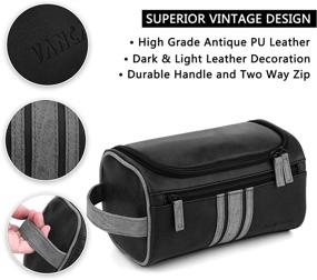 img 1 attached to 🎒 Vintage Leather Dopp Kit Hanging Toiletry Bag for Men - Vancase Portable Bathroom Shower Organizer for Travel Accessories