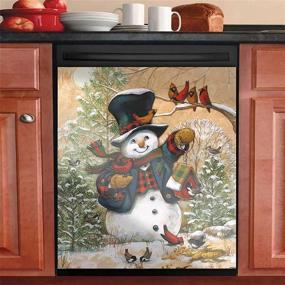 img 4 attached to Magnetic Decal Snowman Dishwasher Decor Country 23X26Inch