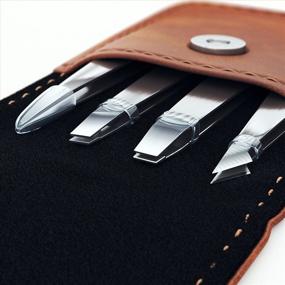 img 4 attached to 🔧 Precision Stainless Steel Professional Tweezers Set - 4 Piece Eyebrow Kit with Travel Case - Ideal for Hair Removal, Splinters, Ingrown Hairs, Ticks, Blackheads & Eyebrows