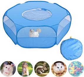 img 3 attached to 🐾 Portable Small Animal Playpen Cage: Pet Playpen with Top Cover for Anti-Escape, Foldable & Breathable Transparent Design, Ideal Guinea Pig Cage Playpen for Bunny, Puppy, Rabbits, Hamster, and More