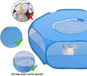 img 1 attached to 🐾 Portable Small Animal Playpen Cage: Pet Playpen with Top Cover for Anti-Escape, Foldable & Breathable Transparent Design, Ideal Guinea Pig Cage Playpen for Bunny, Puppy, Rabbits, Hamster, and More