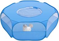 🐾 portable small animal playpen cage: pet playpen with top cover for anti-escape, foldable & breathable transparent design, ideal guinea pig cage playpen for bunny, puppy, rabbits, hamster, and more логотип