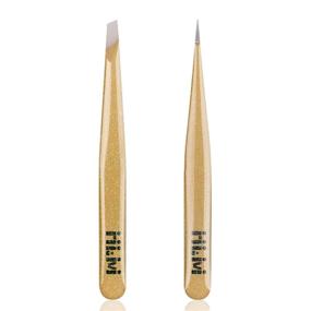 img 3 attached to 🔪 NLM Professional Stainless Steel Slant Tip Eyebrow Tweezers Set - Ideal for Precise Facial Hair Removal, Ingrown Hair, Splinter Removal - Everyday Beauty Tool