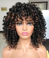 🌟 beautiful afro-curly wigs in black with stunning warm brown highlights and bangs for natural-looking daily wear (color: t1b/30) logo