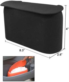 img 2 attached to 🚗 JAVOedge (2-Pack) Small Car Trash Can with Lid - Flexible Material, Perfect Fit for Most Side Doors, Black