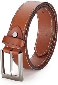 img 3 attached to Classy and Rugged: Handsome Factory Brown Leather Belt for Men