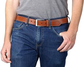 img 1 attached to Classy and Rugged: Handsome Factory Brown Leather Belt for Men