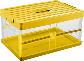 img 4 attached to 📦 Folding Plastic Containers - Collapsible Storage Bins with Lids - Clear Latch Storage Box with Handle - 22QT Yellow