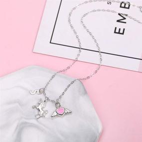 img 3 attached to Top Gifts for 5-Year-Old Girls: Sterling Silver Pink Heart Necklace with Wings and Unicorn Charm - Happy 5th Birthday Gift Idea with Card and Gift Box