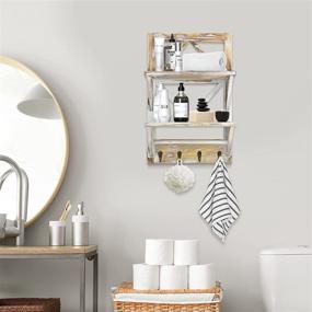 img 3 attached to 🛁 Rustic 2-Tier Bathroom Shelf for Towels, Wall Mount Storage for Shower, Bathroom Towel Organizer