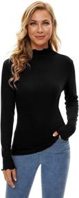 img 4 attached to Black Turtleneck Women Turtle Shirt Sports & Fitness for Cycling