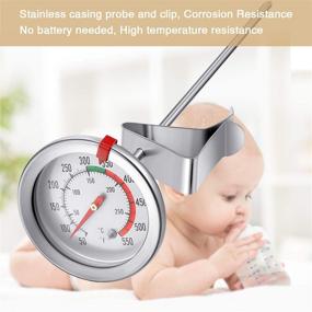 img 2 attached to 🌡️ Stainless Steel Instant Read Thermometer - 2 Inch Dial, 7.8 or 11.8 Inch Long Stem Fry Thermometer with Metal Retaining Clip and 2 Plastic Sleeves (7.8 Inch)