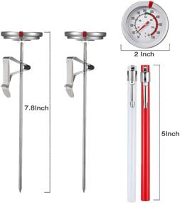 img 3 attached to 🌡️ Stainless Steel Instant Read Thermometer - 2 Inch Dial, 7.8 or 11.8 Inch Long Stem Fry Thermometer with Metal Retaining Clip and 2 Plastic Sleeves (7.8 Inch)