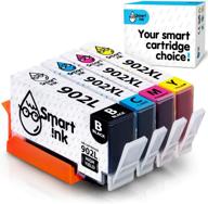 🖨️ smart ink replacement ink cartridge for hp 902 xl 902xl (4 pack) advanced chip technology | compatible with officejet 6951 6954 6956 6958 6950 pro 6968 6974 6975 6960 (black l & c/m/y) logo