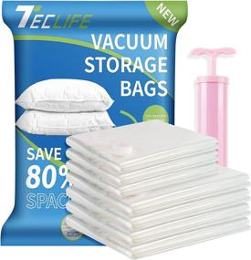 img 4 attached to TECLIFE Vacuum Storage Bags 7 Pack: Jumbo & Medium Sizes, Space Saver Sealer Bags with Travel Hand Pump - Perfect for Storing Blankets, Clothes, Bedding, Comforters, and Pillows