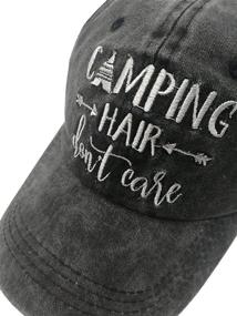 img 3 attached to HHNLB Unisex Camping Hair Don't Care 1 Vintage Jeans Baseball Cap - Classic Cotton Dad Hat Adjustable Plain Cap - Trendy Outdoor Apparel