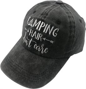 img 4 attached to HHNLB Unisex Camping Hair Don't Care 1 Vintage Jeans Baseball Cap - Classic Cotton Dad Hat Adjustable Plain Cap - Trendy Outdoor Apparel