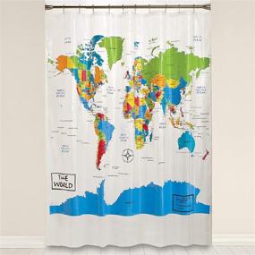 img 2 attached to SKL HOME World Map Shower Curtain - Multicolored, 70x72 inches