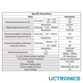 img 1 attached to 🧪 UCTRONICS Precision Handheld LC Inductor Capacitor Tester Kit, Measures 1pF-100mF Capacitance, 1uH-100H Inductance