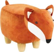 🦊 get comfy with critter sitters 11-in. mini ottoman: fox animal shape, tan logo