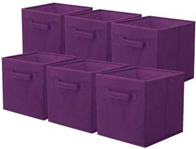 img 4 attached to ShellKingdom Storage Bins - Foldable Fabric Cubes and Organizer Drawers for Closet and Toy Storage (6 Pack, Purple)