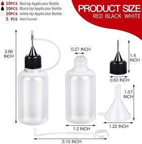 img 3 attached to 🎨 Pack of 30 Precision Tip Applicator Bottles, HNYYZL 30ML/1OZ Translucent Glue Bottles with Needle Tips, Including 5 Bonus Mini Funnels, ideal for DIY Quilling Crafts, Acrylic Painting in Red, Black, and White