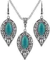 nurbo turquoise rhinestone earrings necklace logo