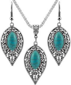 img 1 attached to Nurbo Turquoise Rhinestone Earrings Necklace