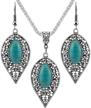 nurbo turquoise rhinestone earrings necklace logo