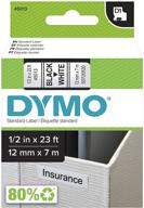 🏷️ dymo standard d1 43610 labeling tape: black print on clear tape, 1/2'' w x 23' l, 1 cartridge - dymo authentic quality logo